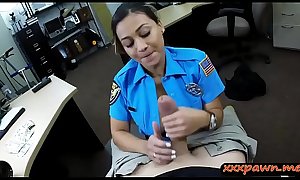 Busty officer drilled at the pawnshop