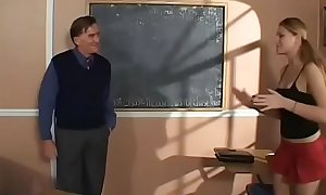 Horny teacher licks student's bald twat and fingers ass