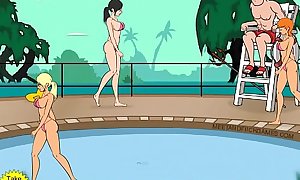 Tentacle monster molests women at pool part 2