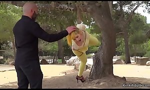 Yellow haired slave disgraced in public