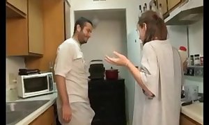 Brother and sister fellatio in the kitchen