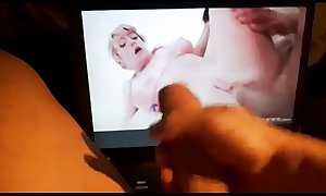 cum tribute on pornstar - jerking while watching porn
