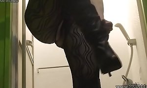 Japanese fishnet girl undressing hidden cam at the bathroom