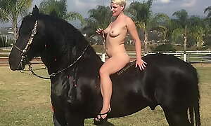 Denuded Blonde plus Horse: Farm Injection Shoot here Mexico