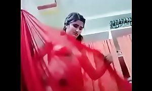 Swathi naidu showing her body and wearing red saree