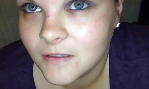 Innocent Blue eye teen sucks huge dick like a pro letting him finish in her mouth and then swallow the whole load of cum