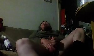 Slapping my penis against my hand. I am trying to milk my full balls