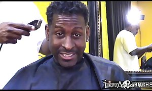 ThrowBack - Summer get gangbanged in the Barber Shop
